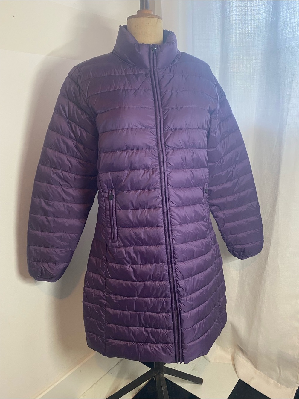 Kappa Women’s Large Purple Longline Puffer Jacket Quilted Coat
